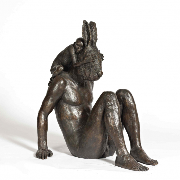 "Monkey and Hare," bronze, 33" x 23½" x 30" (84 x 60 x 76cm)