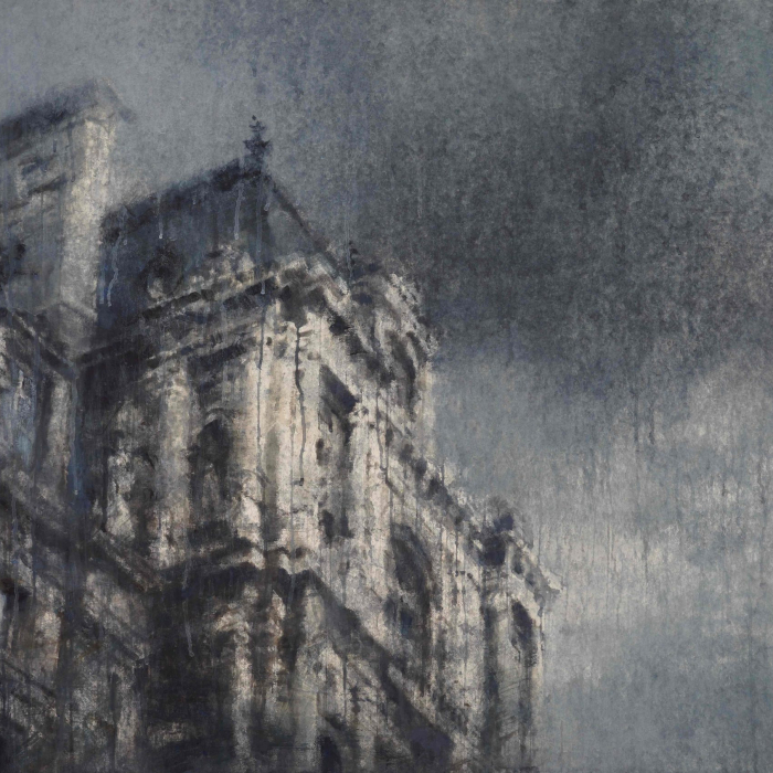 Watercolor on Arches paper of Paris's quintessential architecture by Chizuru Morii Kaplan titled "Hotel deVille, Paris II."