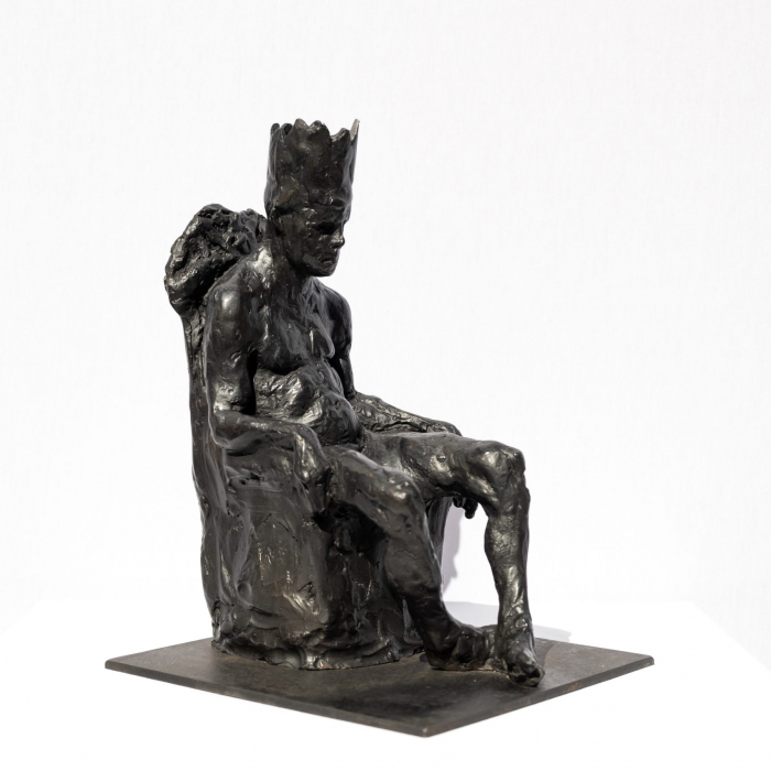 "King Minos in Chair," bronze with steel base, 9” x 9” x 6¼” (23 x 23 x 16cm)