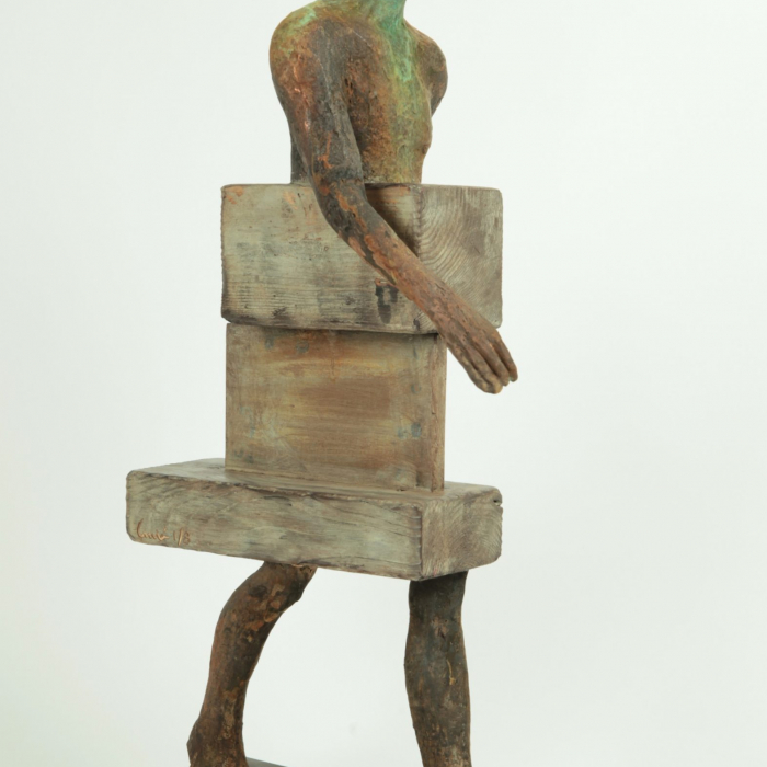 "Uncamino", bronze, wood and iron, 7¾" x 27½" x 13¾" (20 x 70 x 35cm)