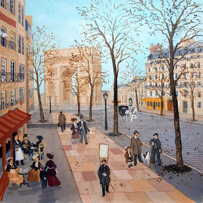 "Avenue De Friedland," acrylic on board, 11¾ " x 11¾" (30 x 30cm)