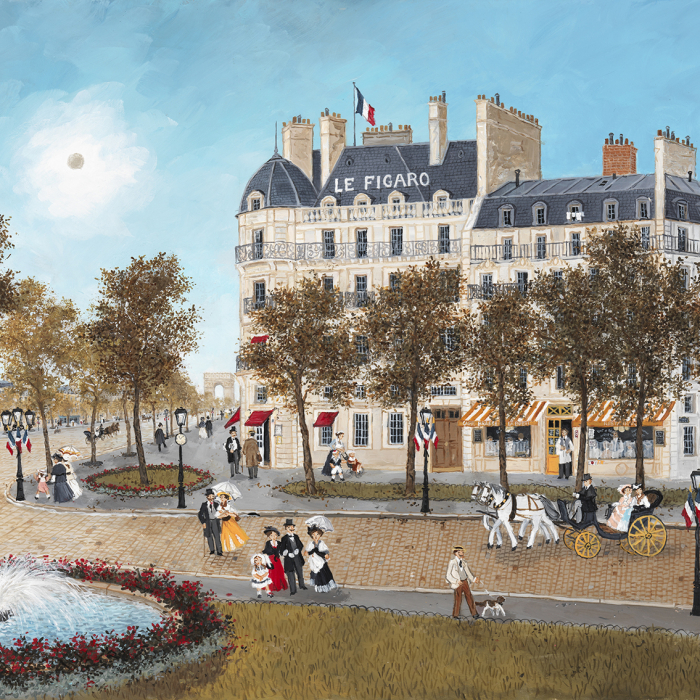 "Le rond-point des Champs-Elysées," acrylic on board, 18" x 21¾" (46 x 55cm)