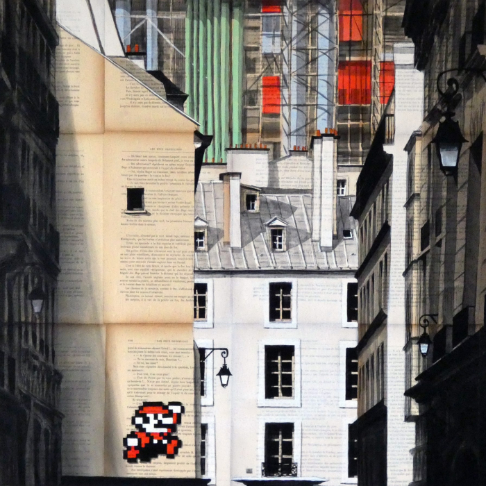 "Mario," mixed media on canvas, 25½" x 36¼" (65 x 92cm)