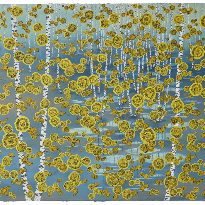"Une pluie de lichens," oil on paper, 35½" x 47¼" (90 x 120cm)