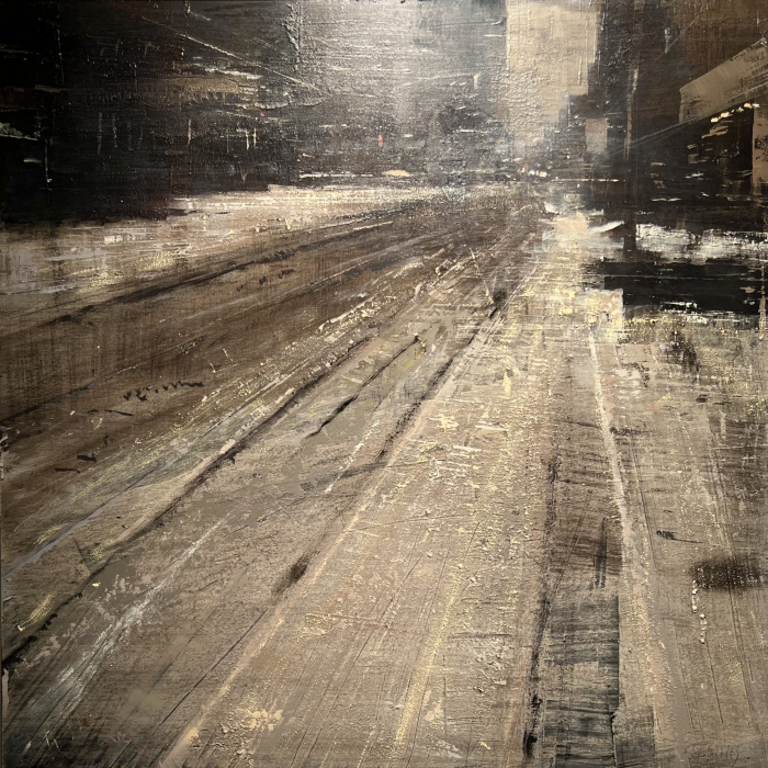 "Nieve en N.Y.," oil on canvas, 33½" x 33½" (85 x 85 cm)