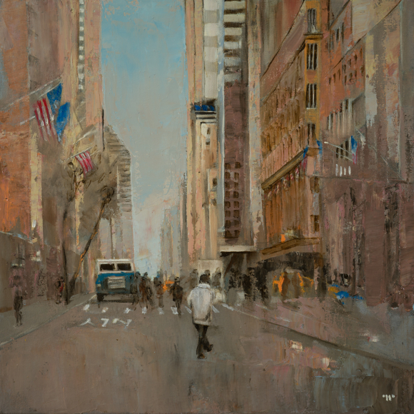 "Fifth Ave," oil on canvas, 20" x 20" (51 x 51cm)